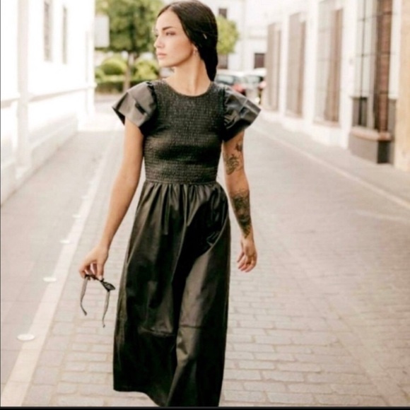 Zara Faux Leather Midi Dress- XL - Picture 1 of 8